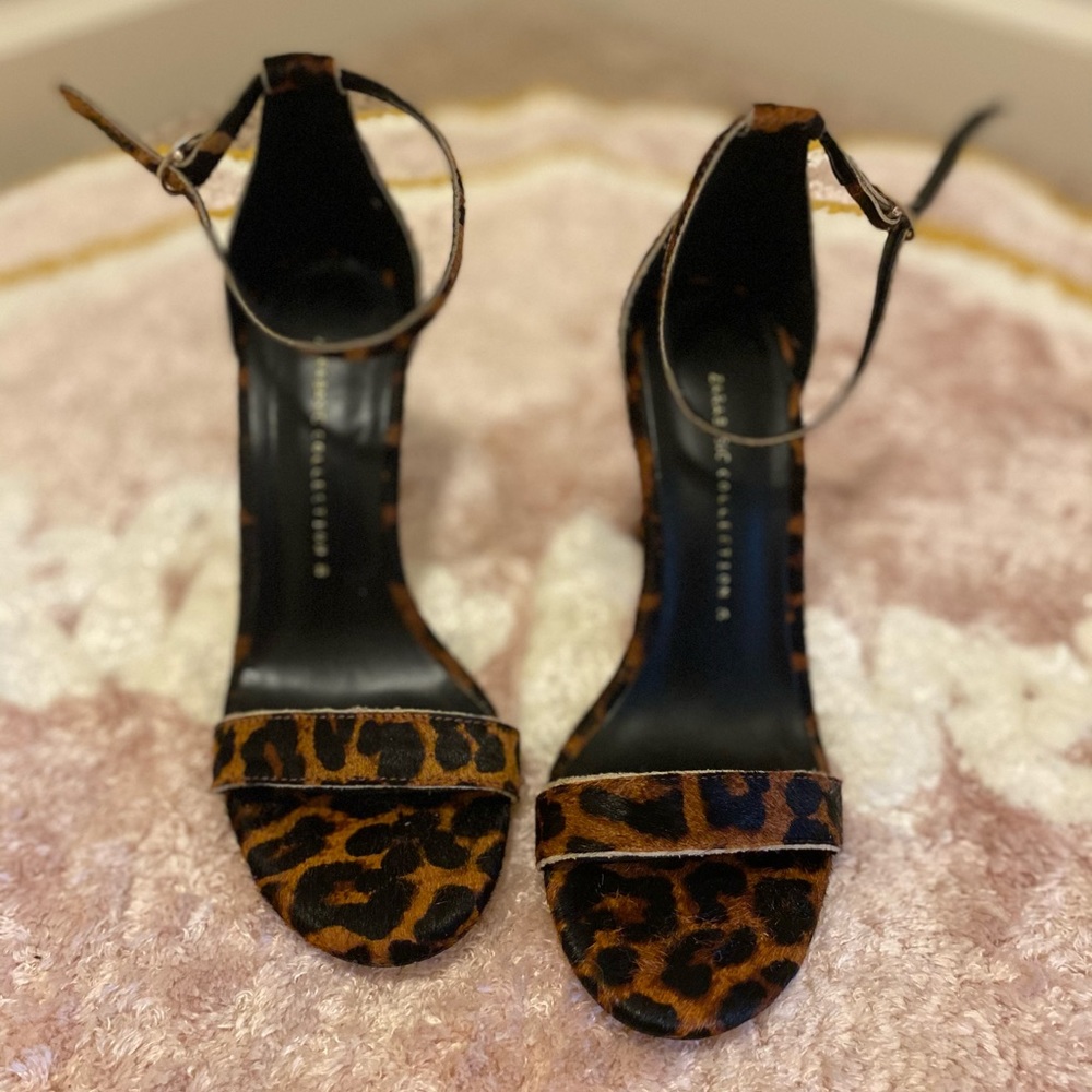 ZARA Animal Print Heeled Leather Sandals